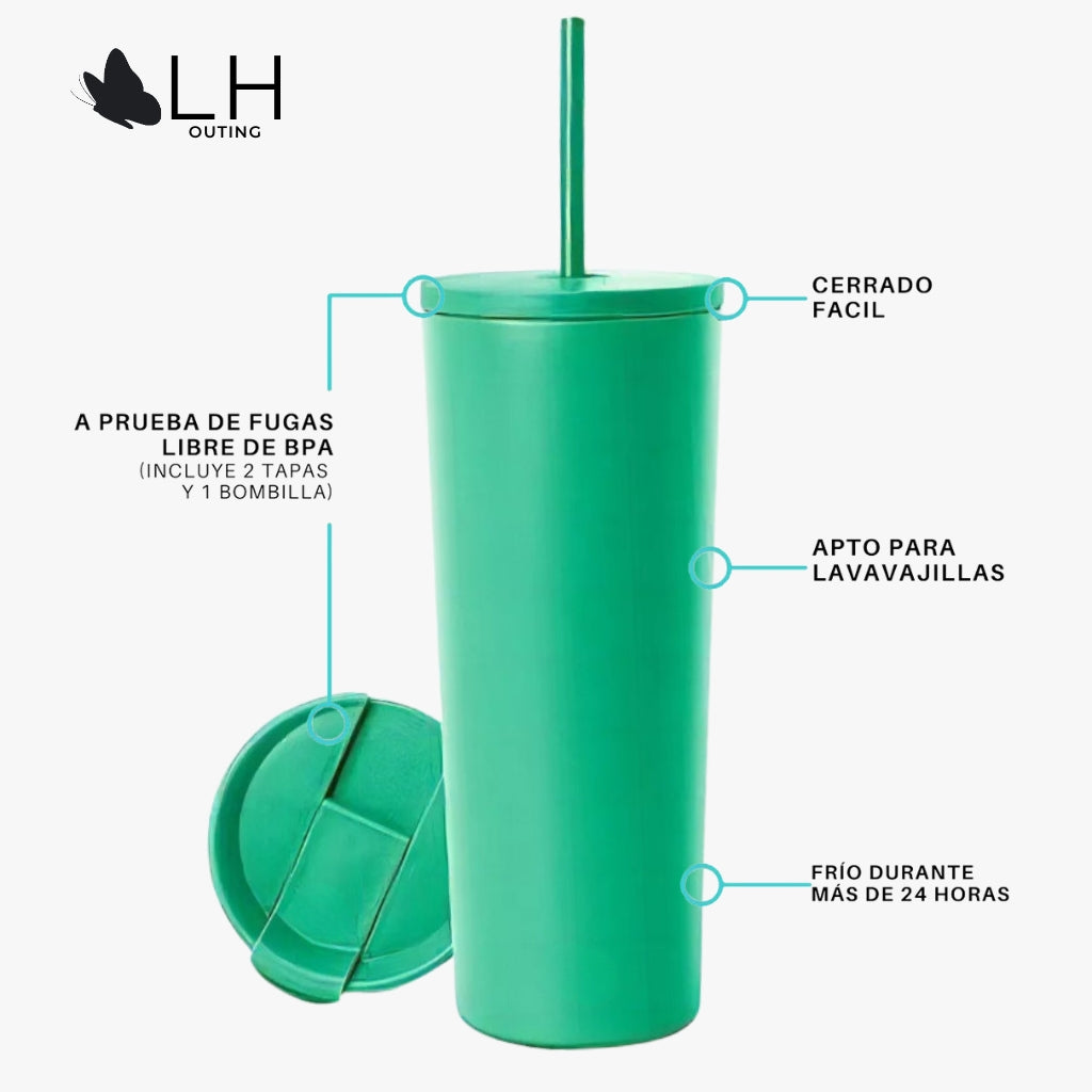Vaso Térmico 700ml + 2 Tapas Verde Menta