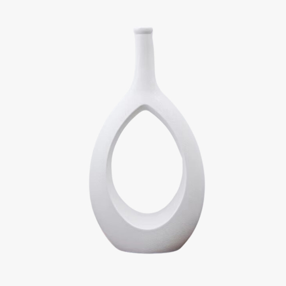Florero Cerámica Botella con Cuerda Blanco 31cm