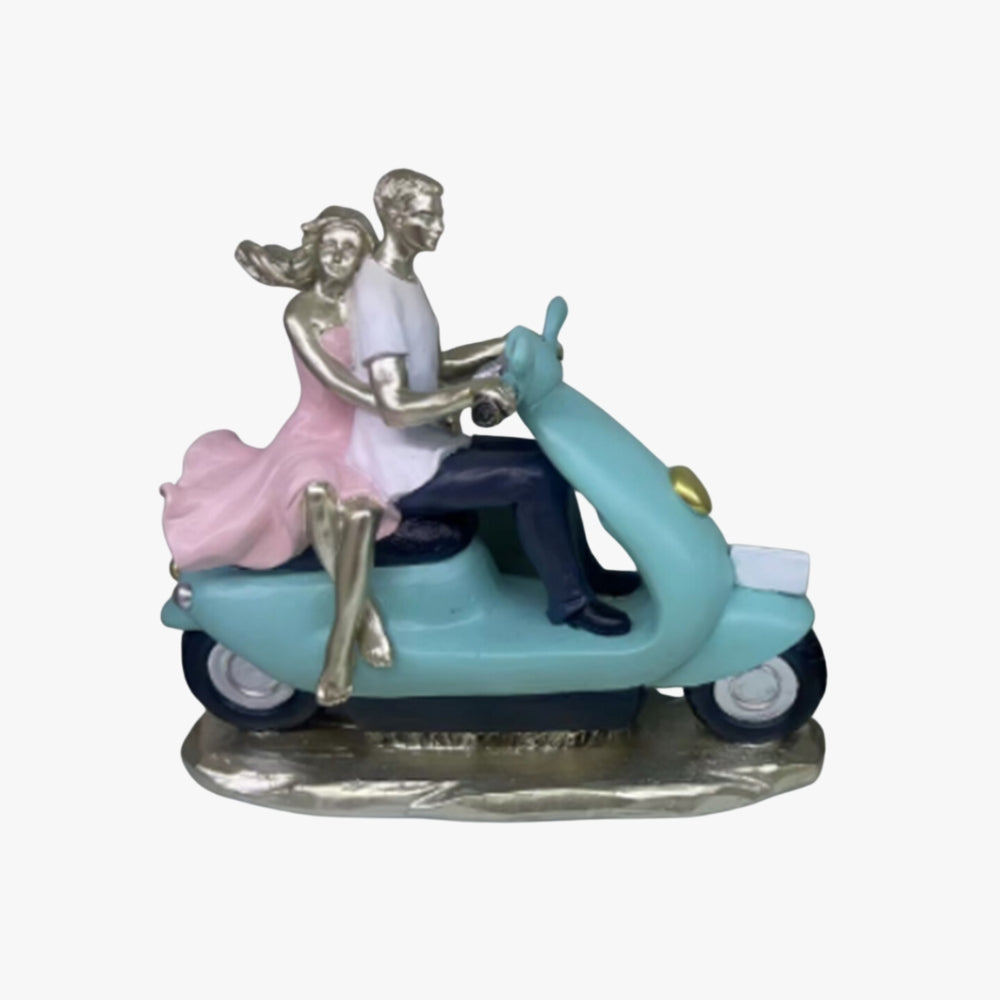 Figura deco pareja en moto resina CELESTE