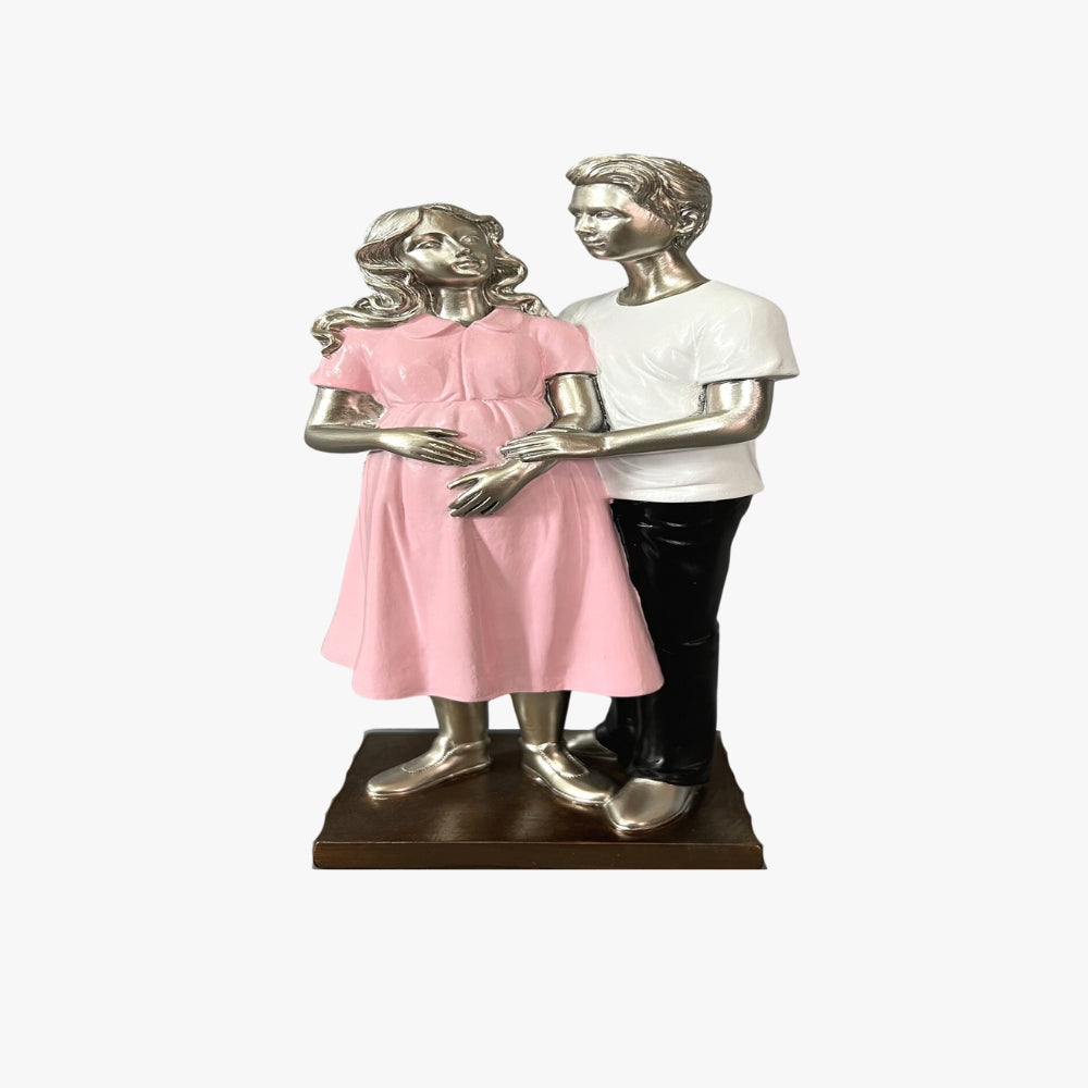 Figura deco pareja de Amor resina ROSADO