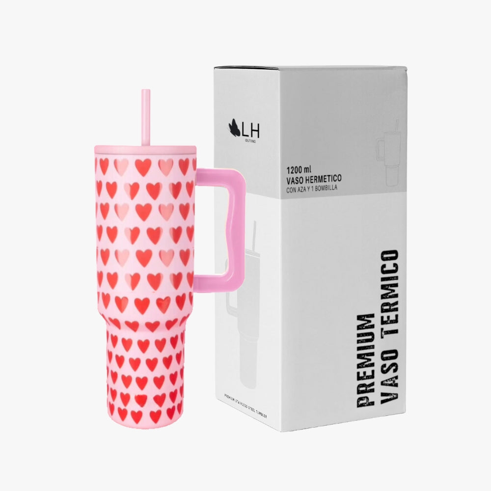 Vaso Térmico Premium 1200 ml Corazones Edicion Limitada