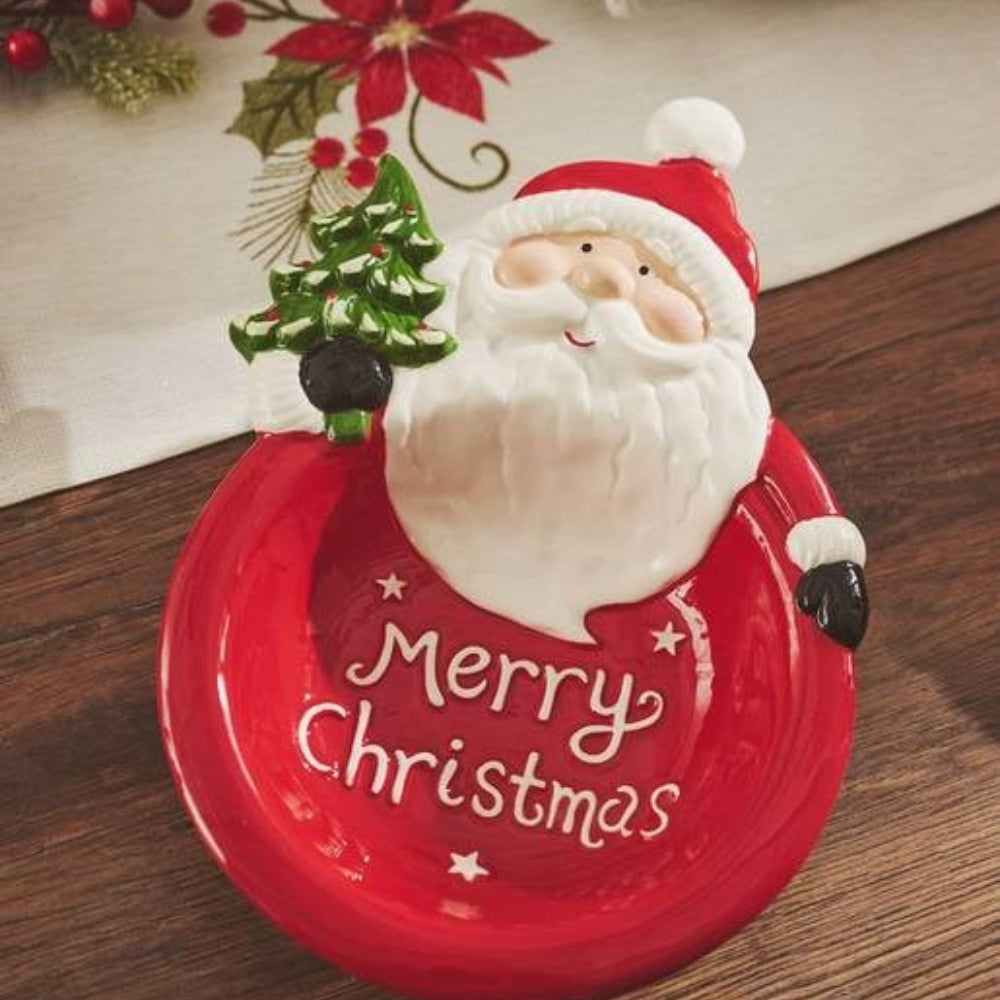 Plato Para Picoteos Navideño Rojo Pascuero 26cm