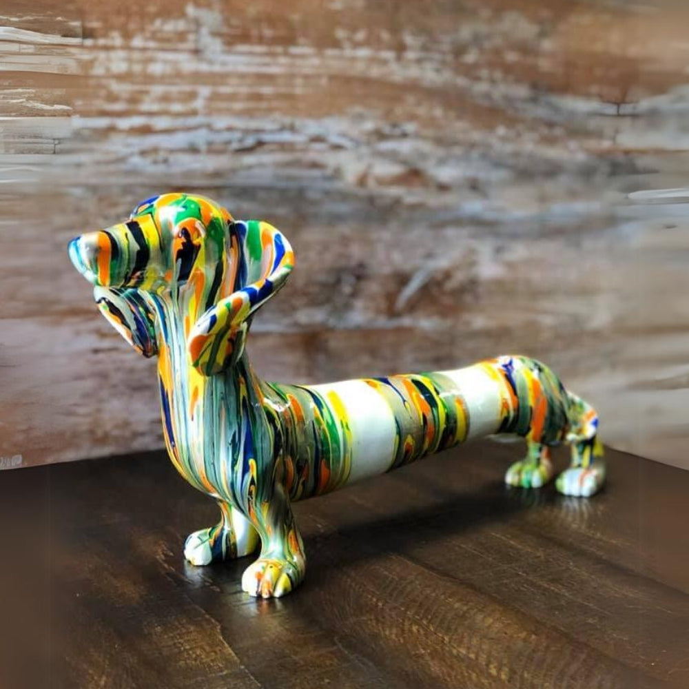 Figura deco en resina Perro Salchicha Multicolor