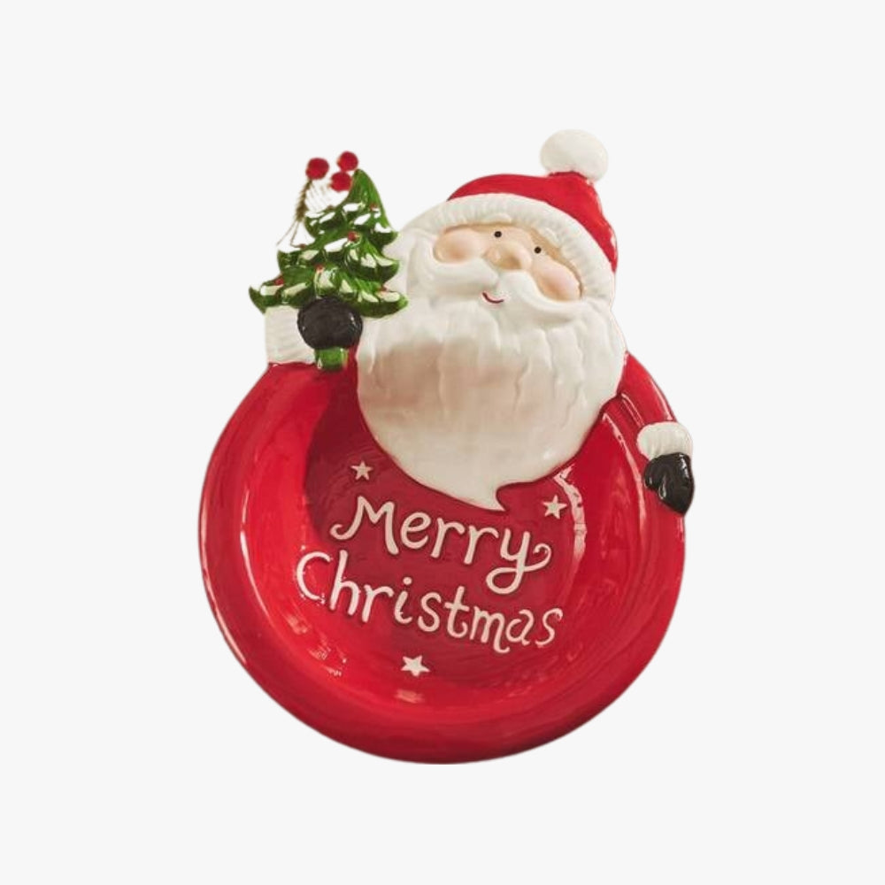 Plato Para Picoteos Navideño Rojo Pascuero 26cm