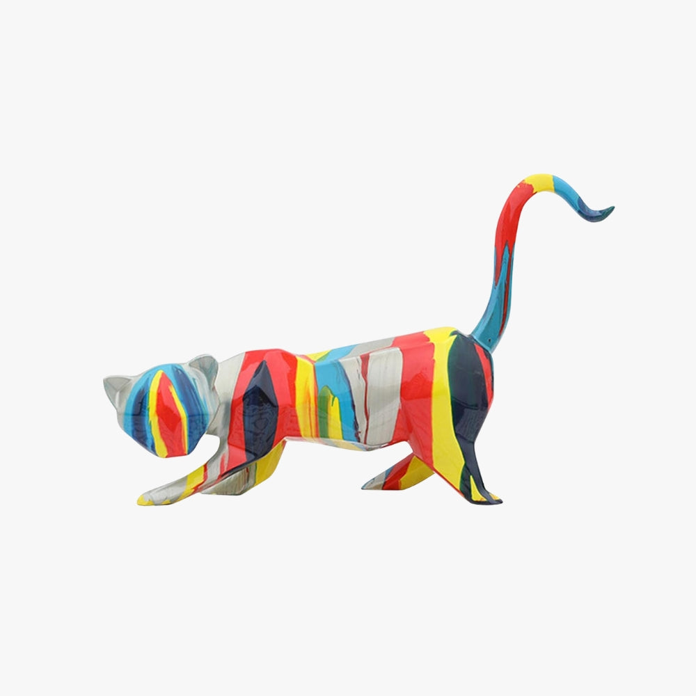 Figura deco en resina Gato Multicolor