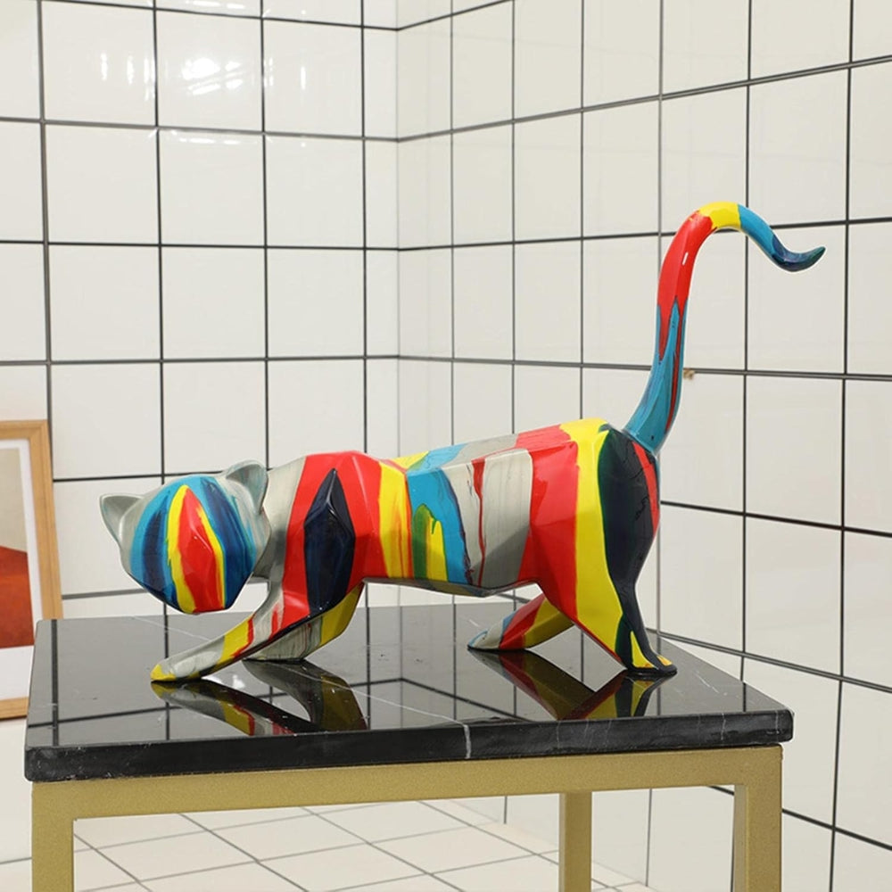 Figura deco en resina Gato Multicolor