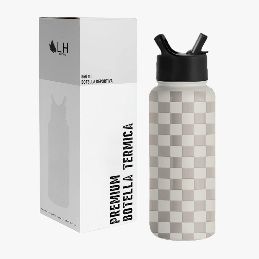 Botella Térmica Deportiva 950 ml GRIS JAQUE MATE