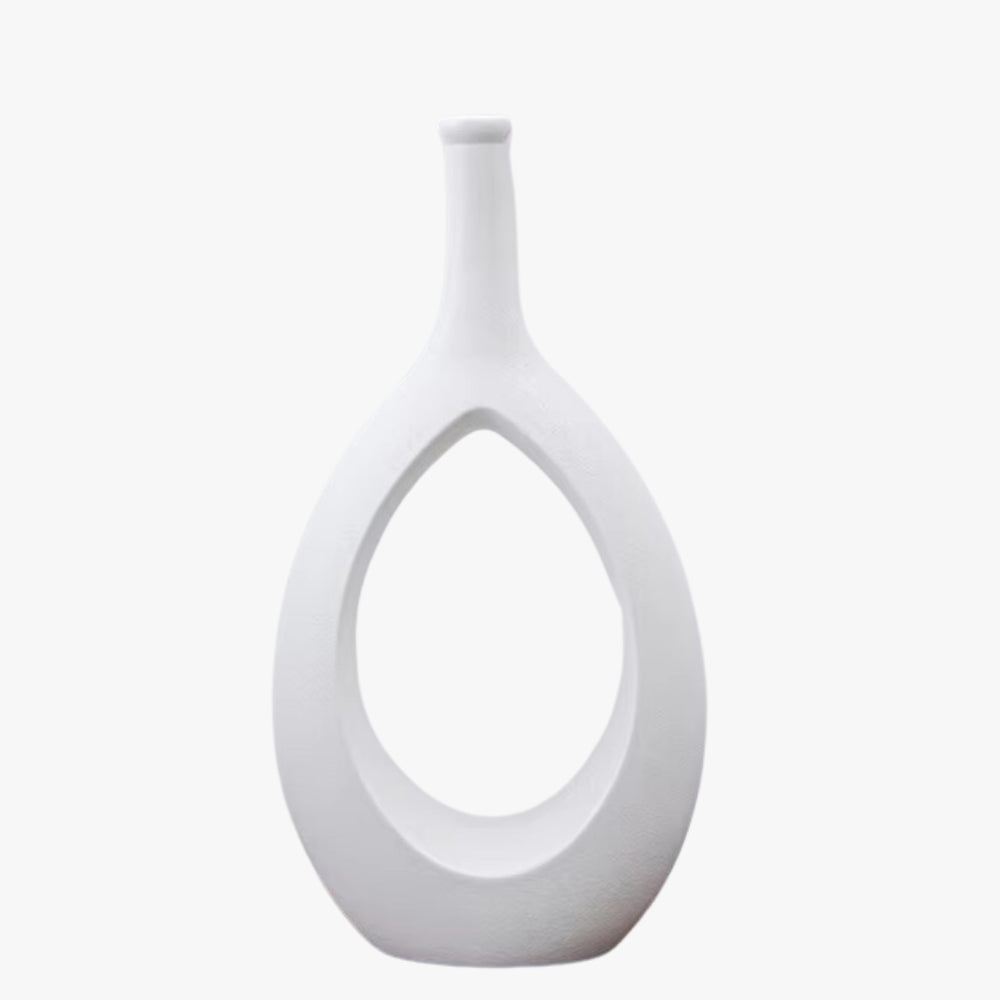 Florero Cerámica Botella con Cuerda Blanco 35cm