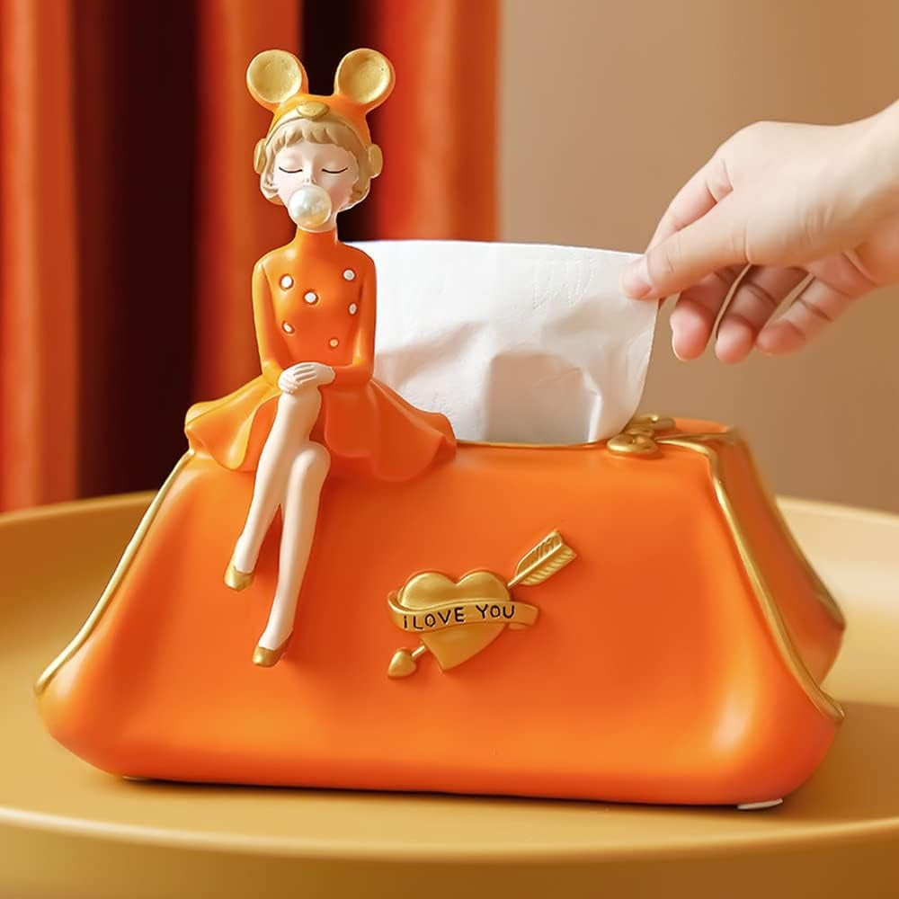 Caja Naranja Porta Pañuelos Servilletero Papel Tissue