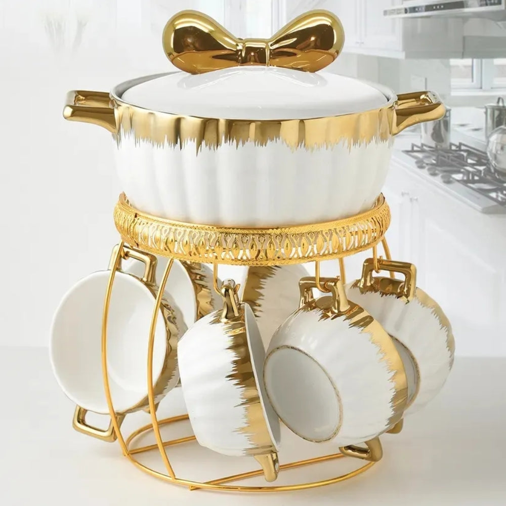 Set 7 Pcs olla Sopera con Pocillos BLANCO