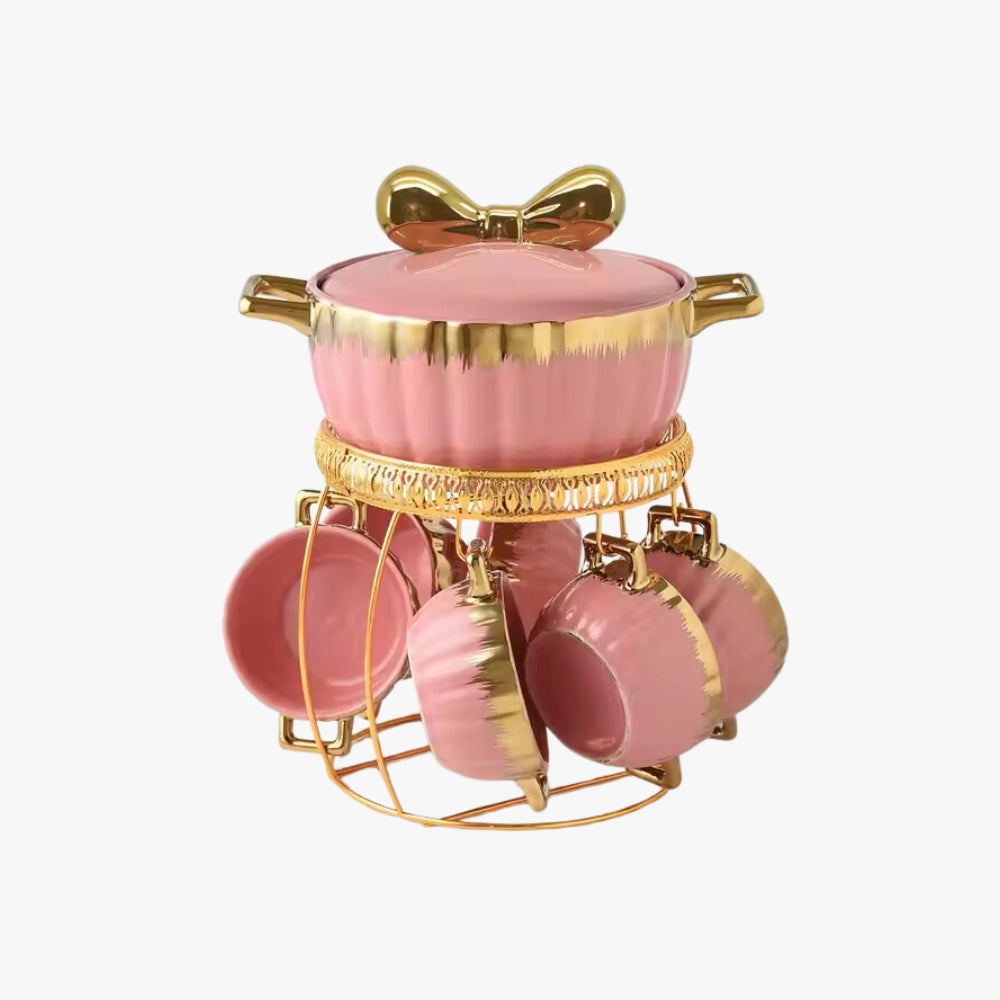 Set 7 Pcs olla Sopera con Pocillos ROSA