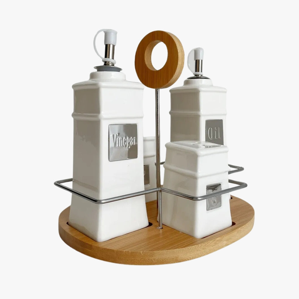 Set de Alcuza Especieros De Cerámica Vinagrera y Aceitera
