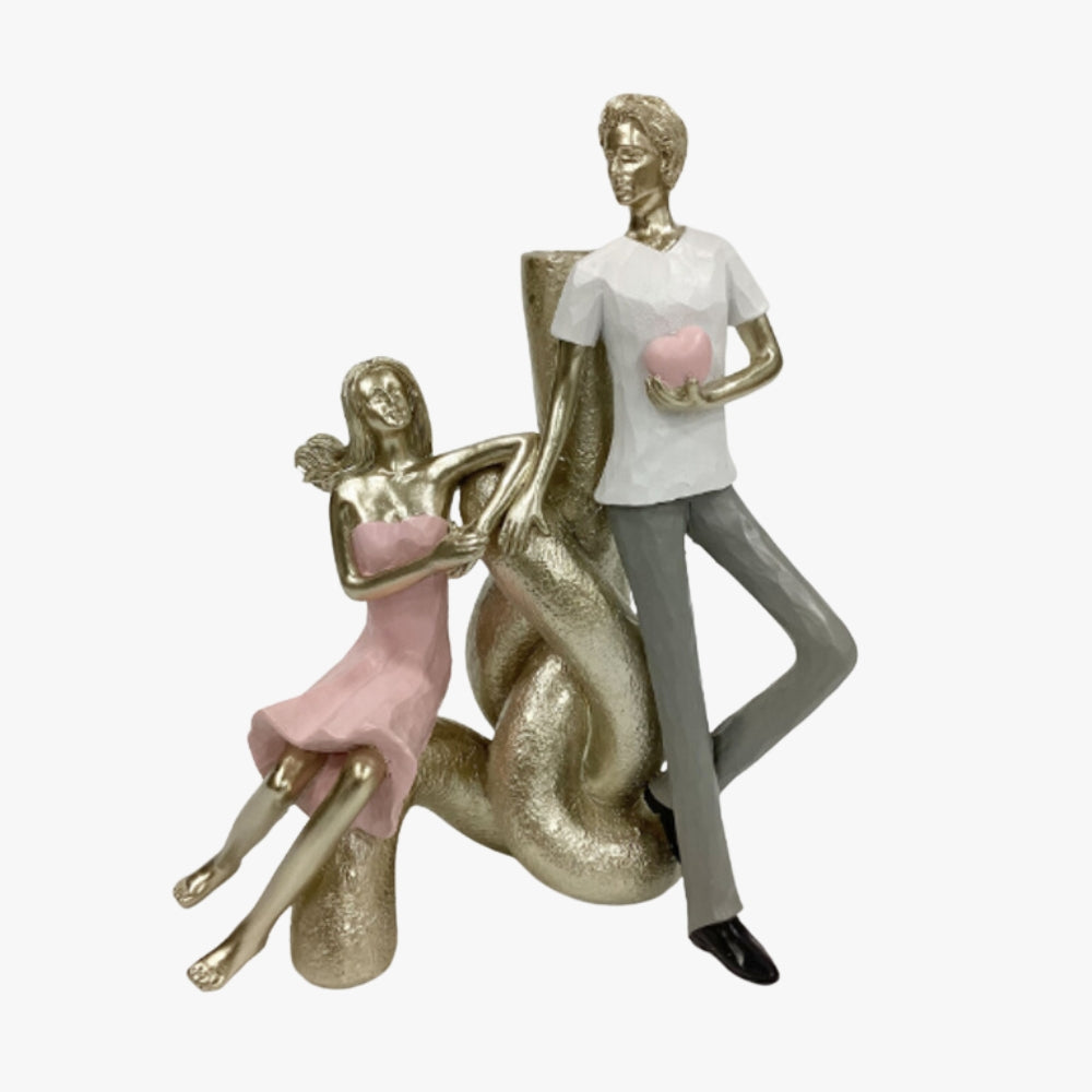 Figura deco Florero pareja de Amor resina ROSADO
