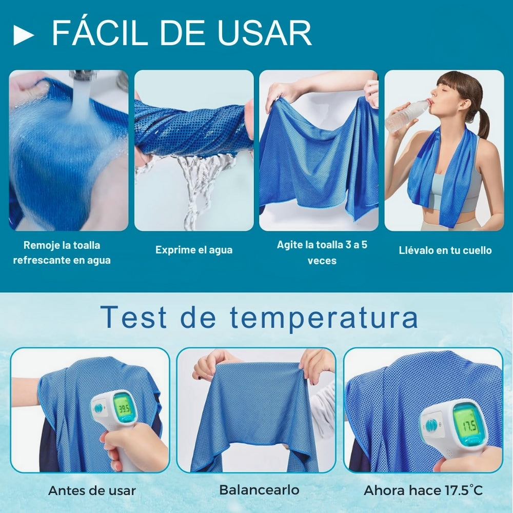 Toalla Fria Microfibra Set De 3 ACTIVE LINE 100x30 Ejercicio +estuche