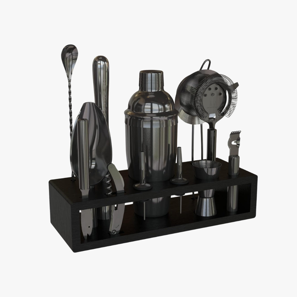 Set Coctelera Juego Bar Kit 13 Piezas Bartender Negro