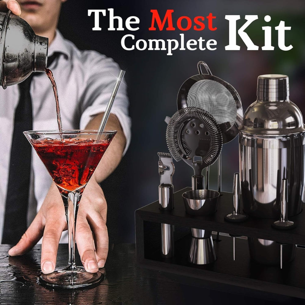 Set Coctelera Juego Bar Kit 13 Piezas Bartender Negro