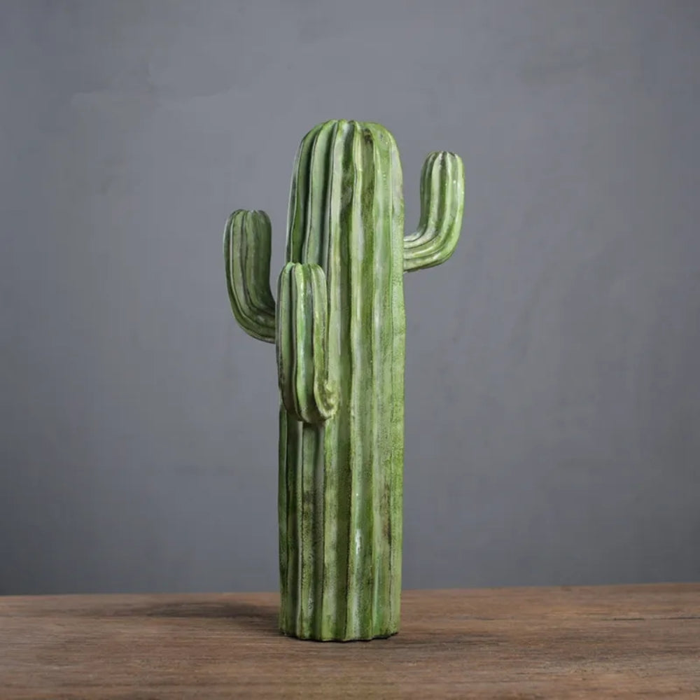 Figura Deco En Resina Cactus Verde 41 cm