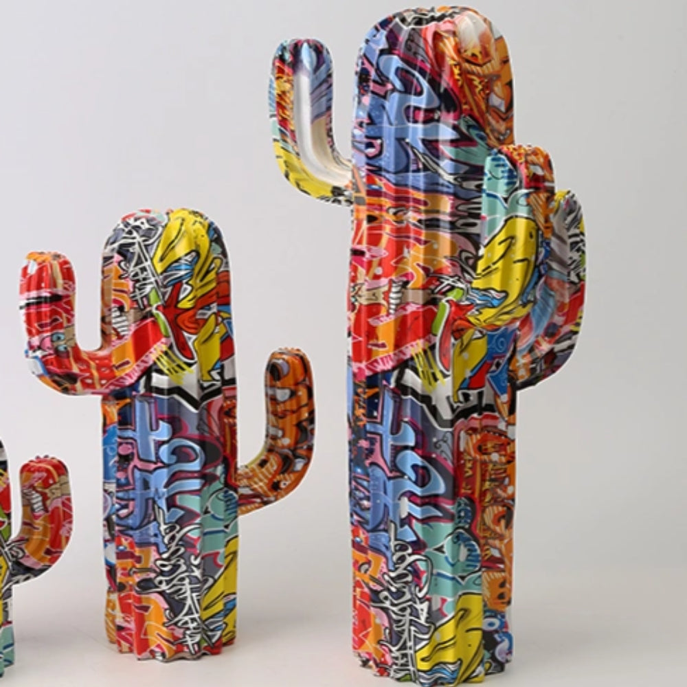 Figura Deco En Resina Cactus Grafiti 41 cm