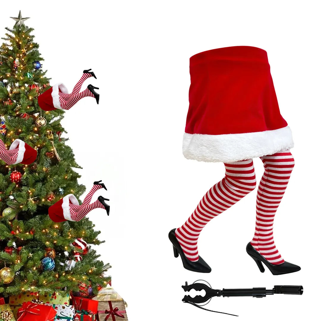 Decoración Piernas Móviles Sra Santa Para Árbol de Navidad