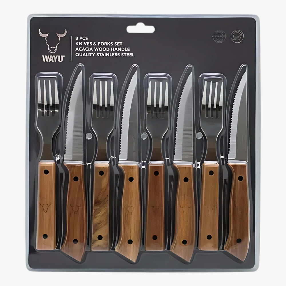 SET CUCHILLOS Y TENEDORES PRM 8 PCS WAYU