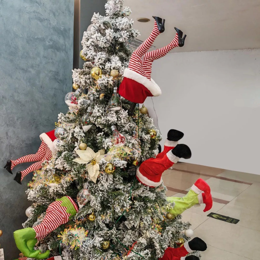 Decoración Piernas Móviles Sra Santa Para Árbol de Navidad