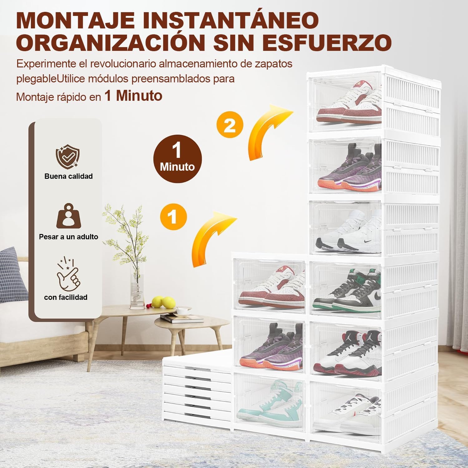 Cajas Organizadoras Zapatera De Tenis Plegables 6 Niveles Color Blanco