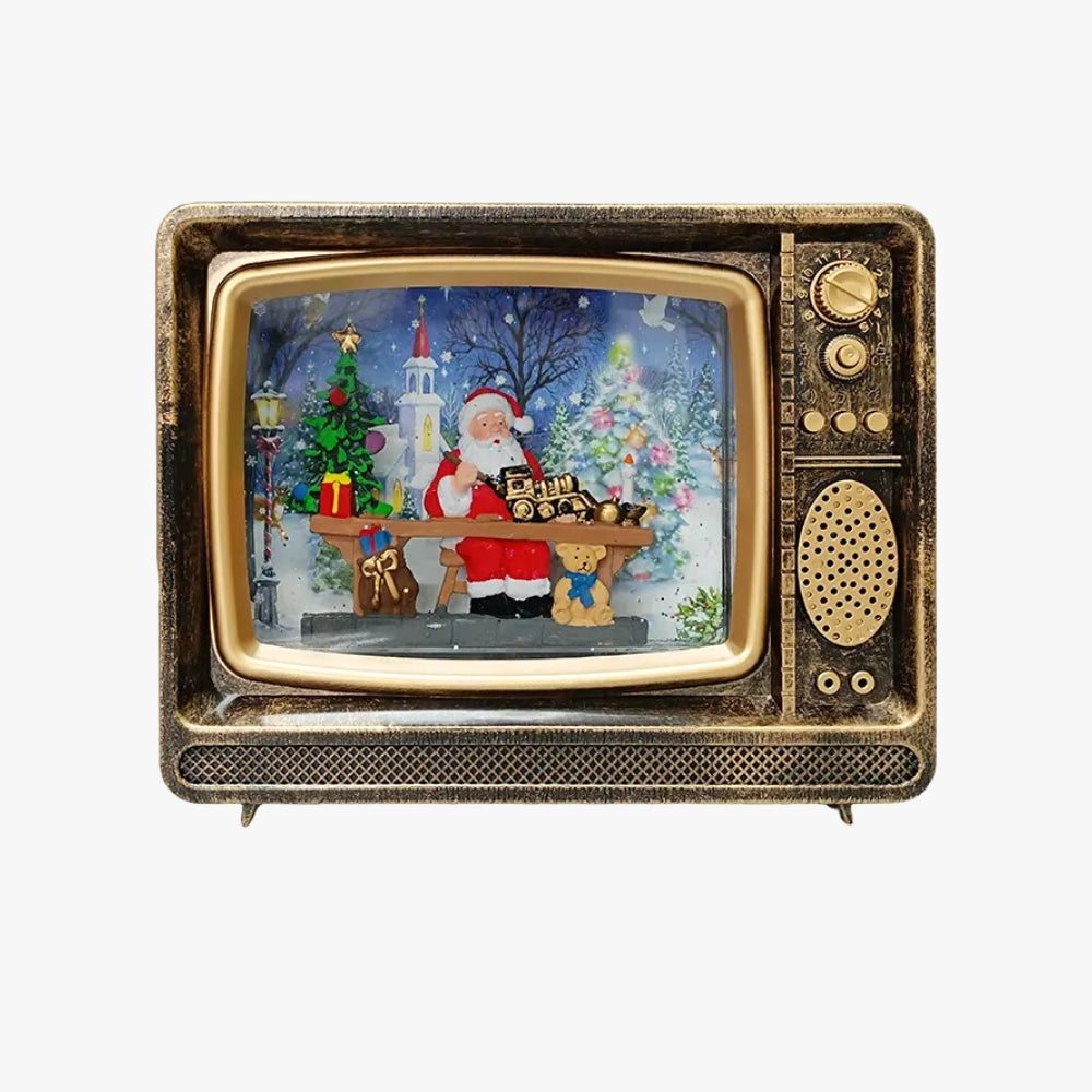 Farol de Navidad Diseño Televisor Vintage Con Música Y Luz Decoración Pascuero