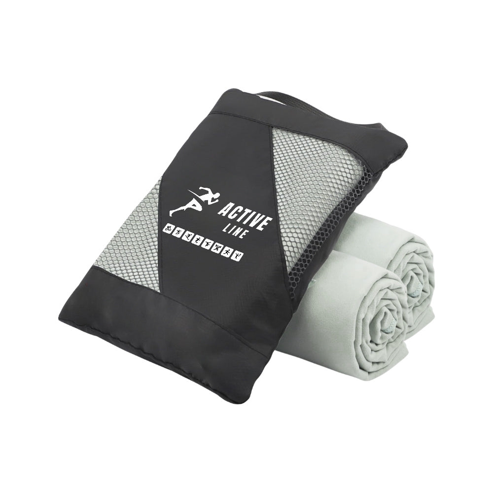 Toalla De Microfibra Set X2 Medidas  120x60 + 80x30 + Estuche ACTIVE LINE