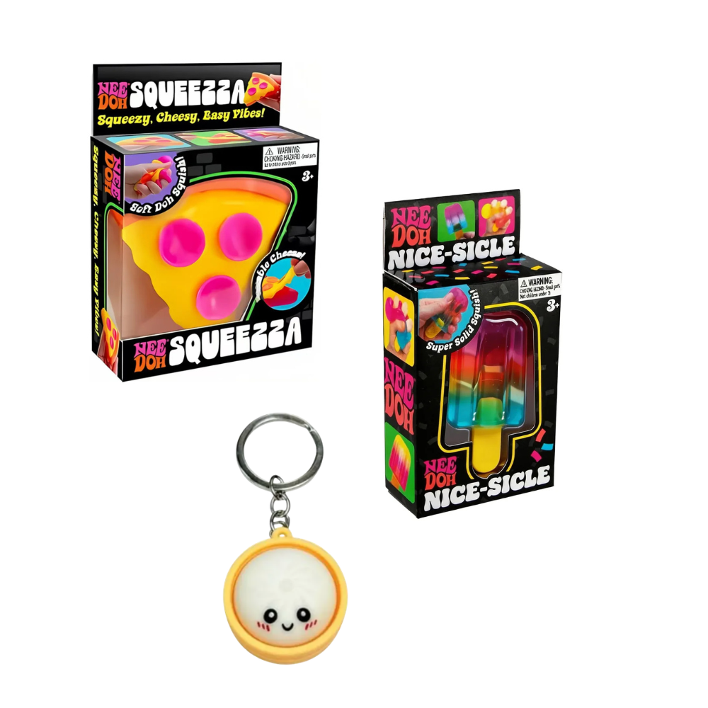 Set 3 Pcs Dumpling Teclado Led Antiestrés Squishy Pizza Needoh Helado