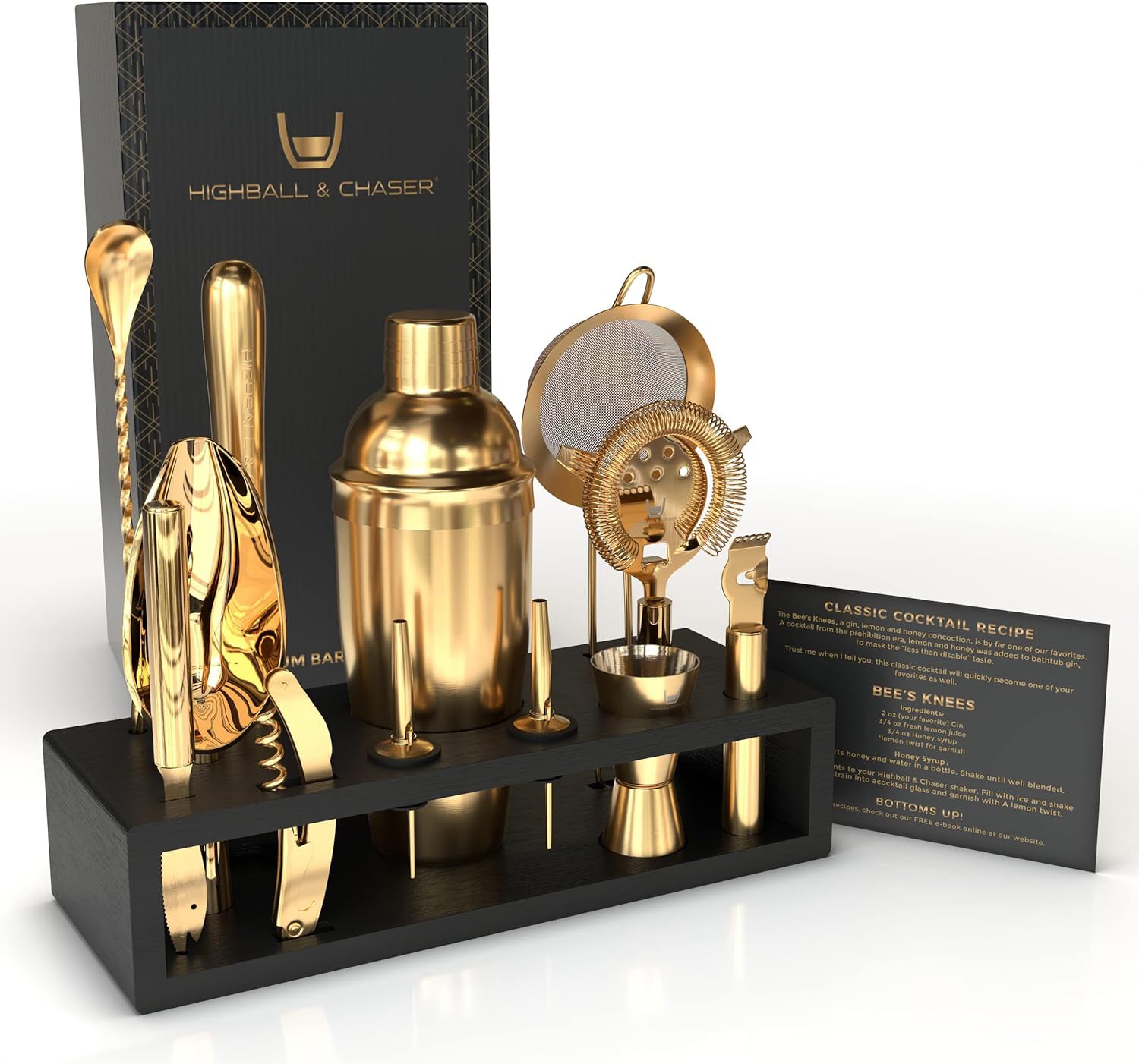 Set Coctelera Juego Bar Kit 13 Piezas Bartender Dorado Gold