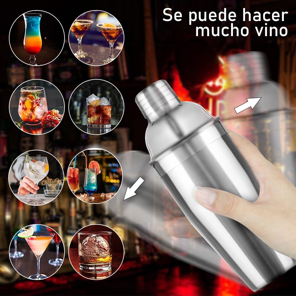 Juego De Coctelera Inoxidable Profesional Para Bar 23 Piezas