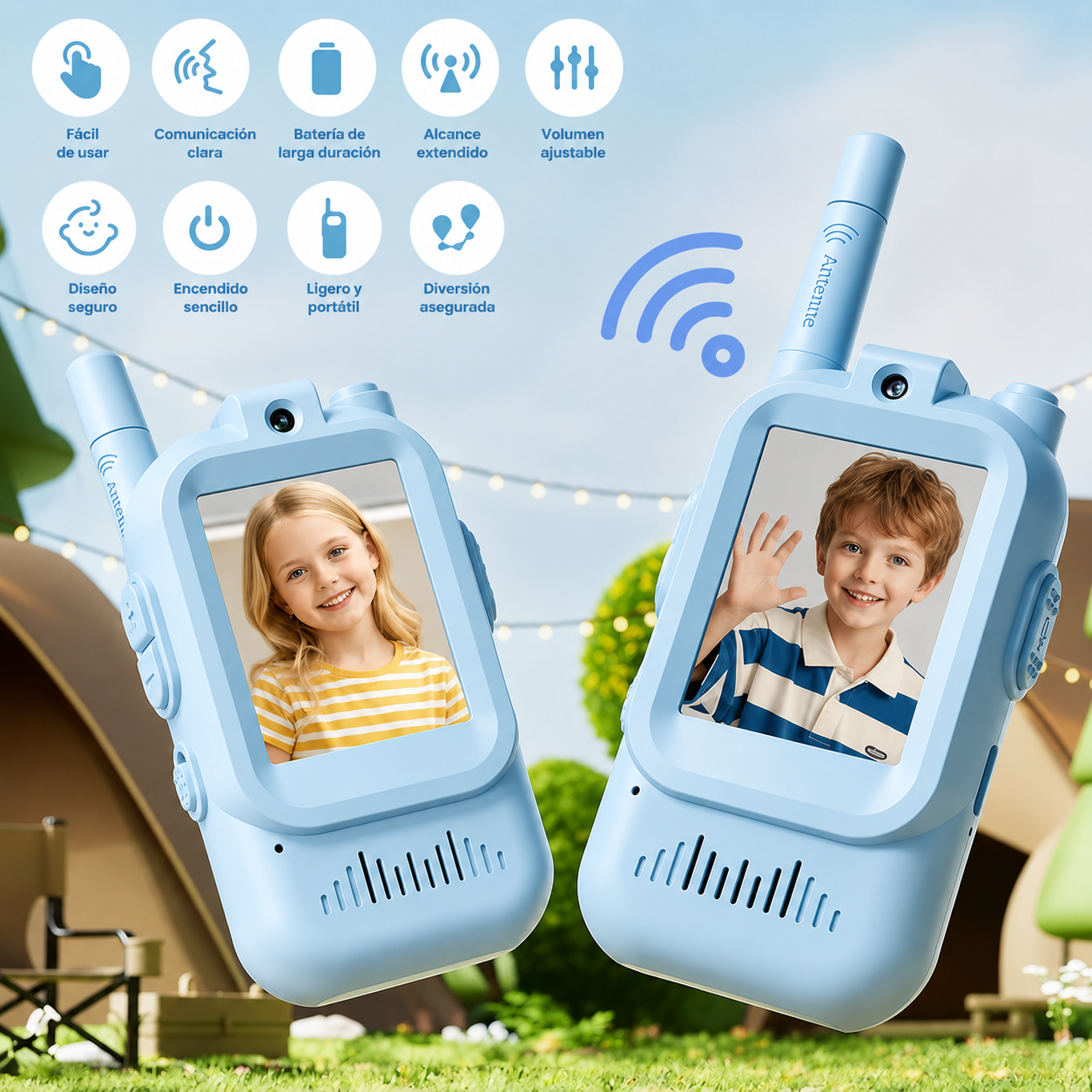 Walkie Talkie con Cámara para Niños Video Llamadas Fotos y Juegos Recargable