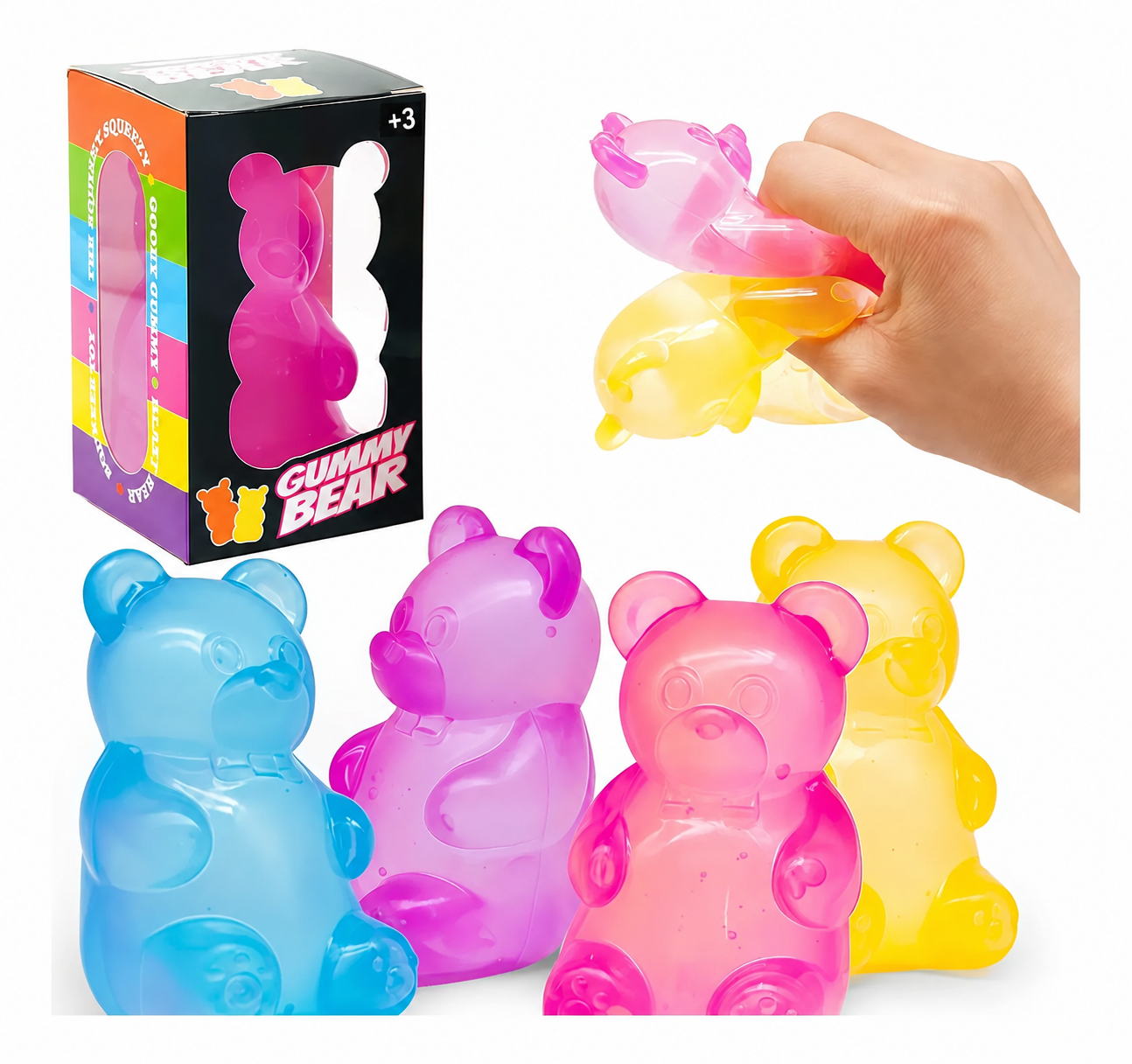 Oso Gummy Bear Squishy – Juguete Sensorial Antiestrés Apretable Viral