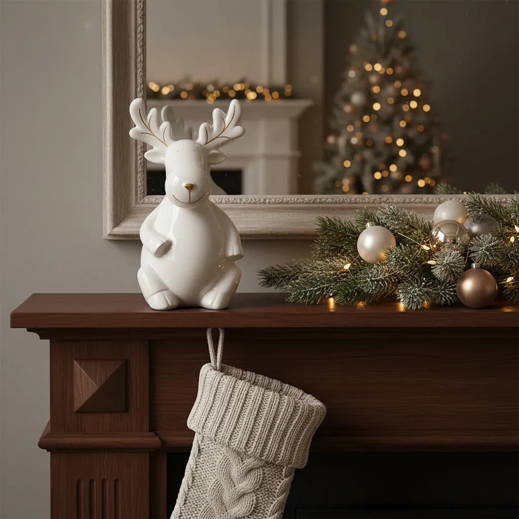 Adorno Reno De Cerámica 18 cm Navidad Decoración