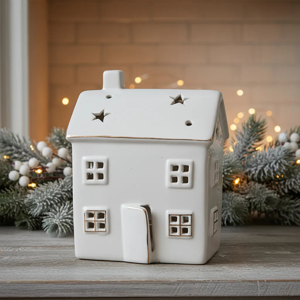 Adorno Casa Led Cerámica 17 cm Navidad Decoración