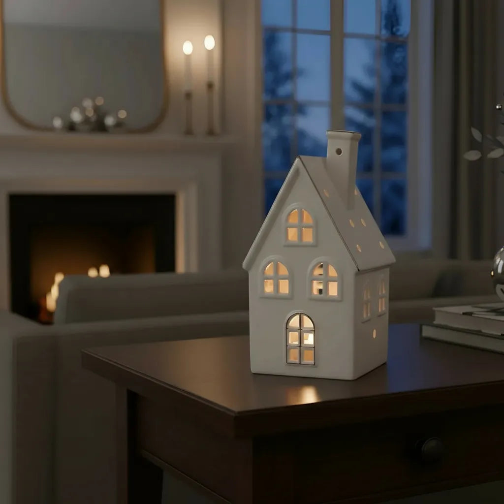 Adorno Casa tipo A Led Cerámica 21 cm Navidad Decoración