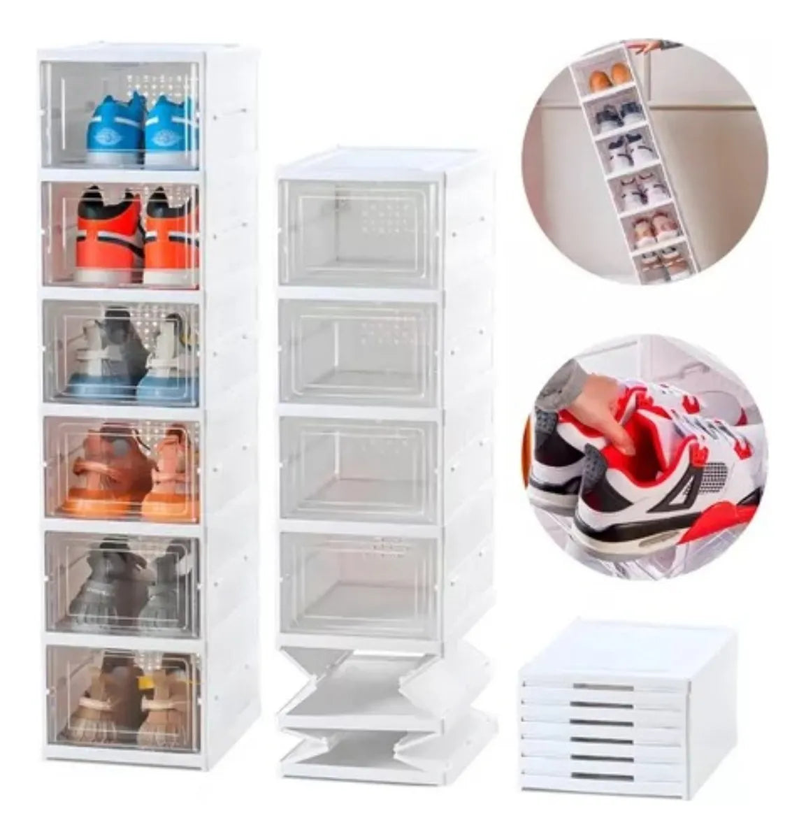Cajas Organizadoras Zapatera De Tenis Plegables 6 Niveles Color Blanco