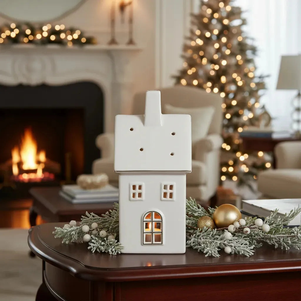 Adorno Casa Led Cerámica 21 cm Navidad Decoración