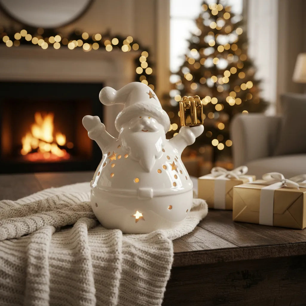 Adorno Pascuero Led De Cerámica 15 cm Navidad Decoración