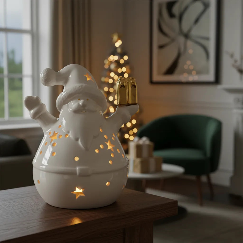 Adorno Pascuero Led De Cerámica 15 cm Navidad Decoración