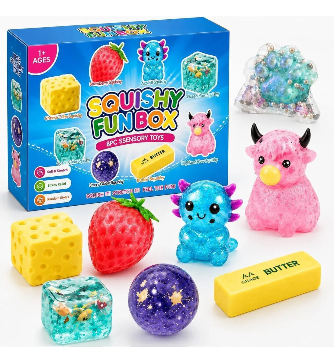 Set 8 Piezas Squishy Juguetes Sensoriales Antiestrés Regalo