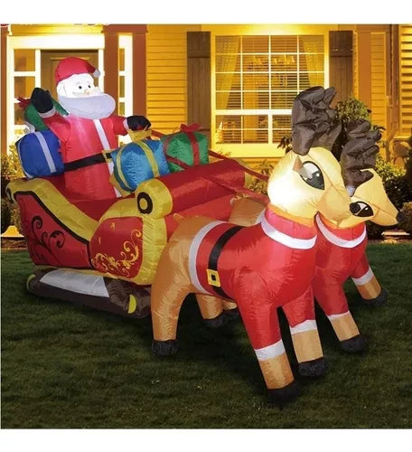 Adorno Navidad Trineo Con Renos Inflable Pascuero Regalos