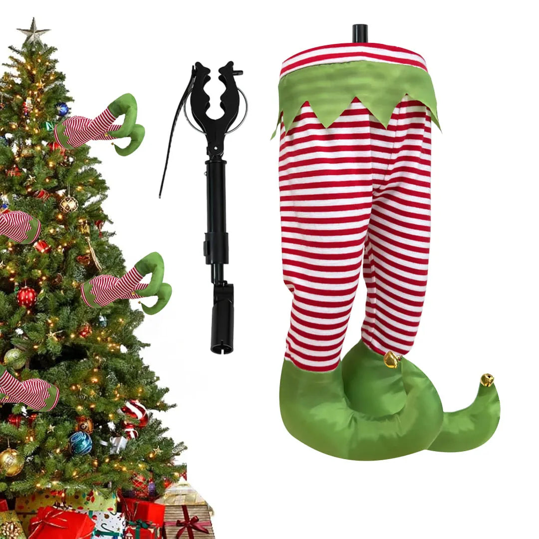 Decoración Piernas Móviles Ayudante de Santa Para Árbol de Navidad