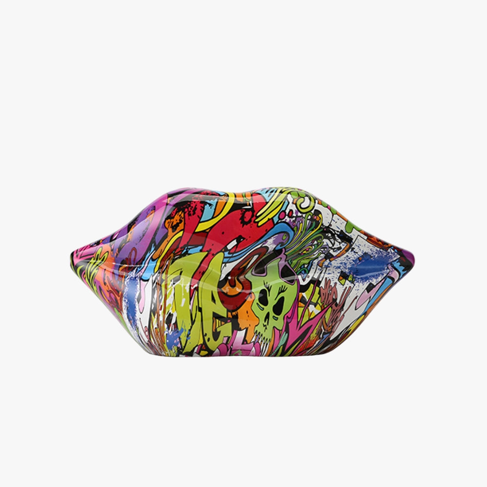Figura deco en Resina Jarrón Labios Grafiti