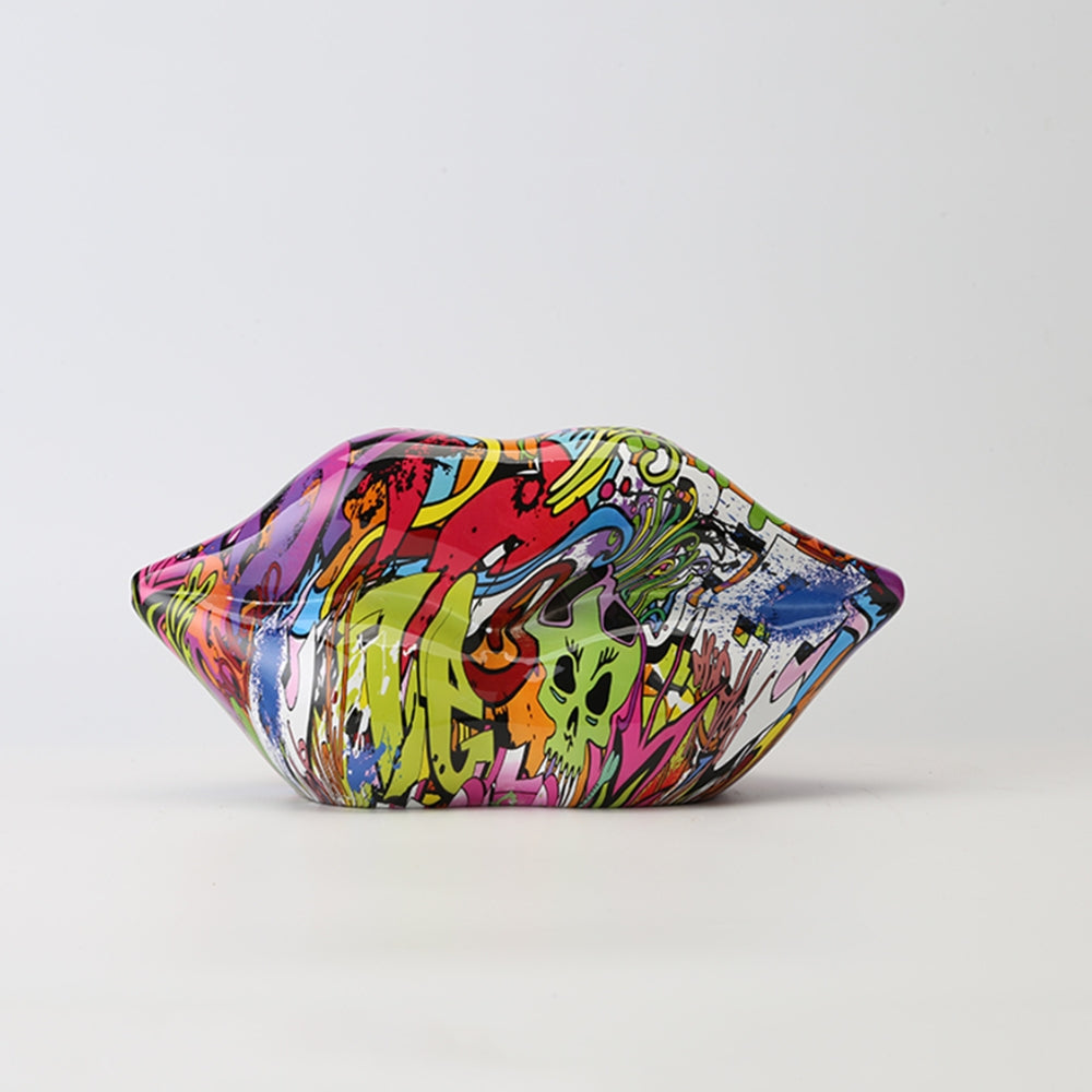 Figura deco en Resina Jarrón Labios Grafiti