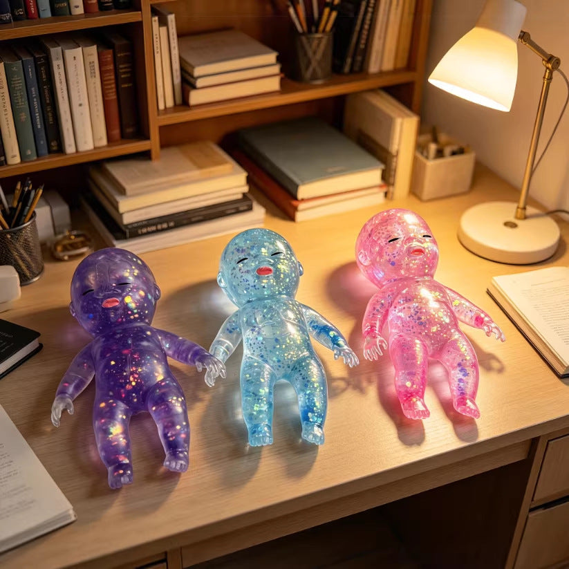 Bebé Reborn Squishy de Gel con Glitter – Muñeco Antiestrés Sensorial Viral