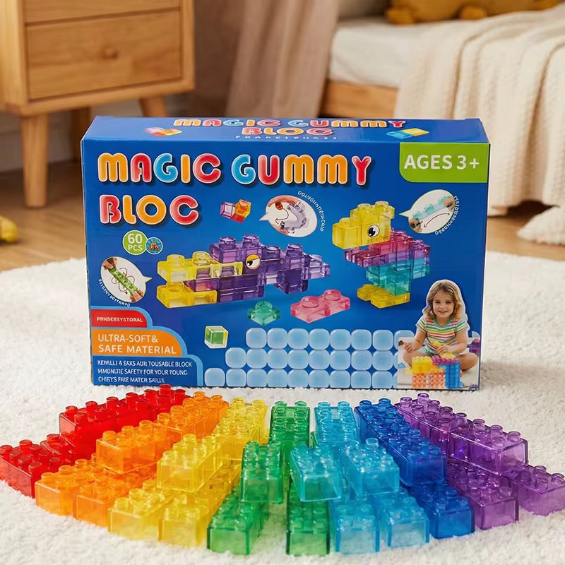 Magic Gummy Bloc Construcción Para Niño Goma Sensoriales 60 pcs