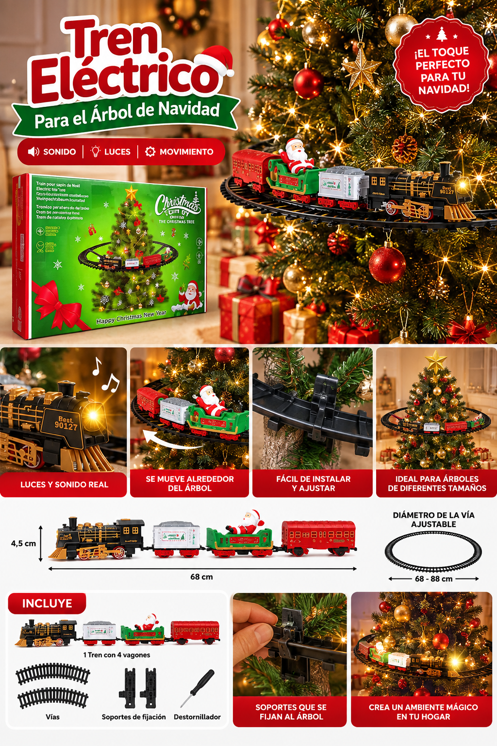 Beneficios e instalación del tren eléctrico para árbol de Navidad
